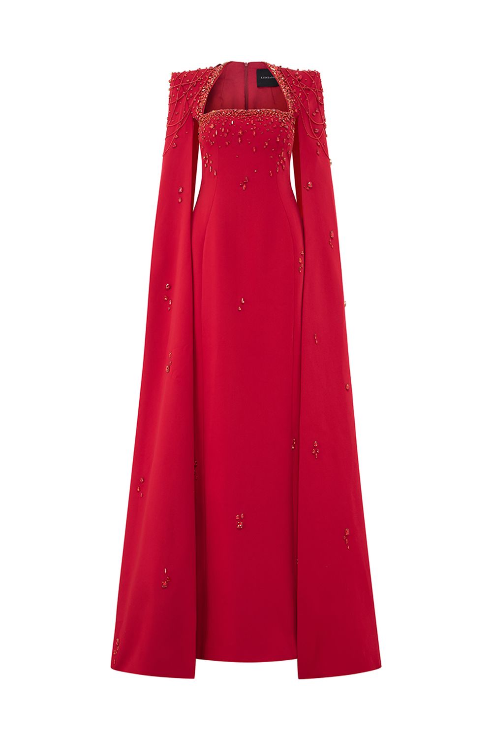 Long Cape Sleeves Floor Length Dress